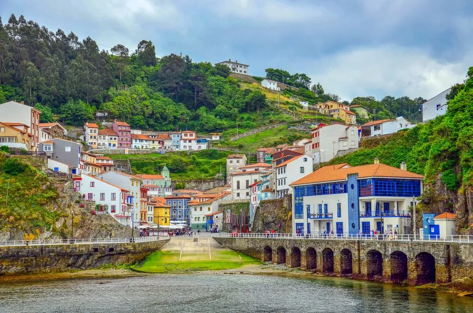 The fishing village of Cudillero, stacked above its harbour