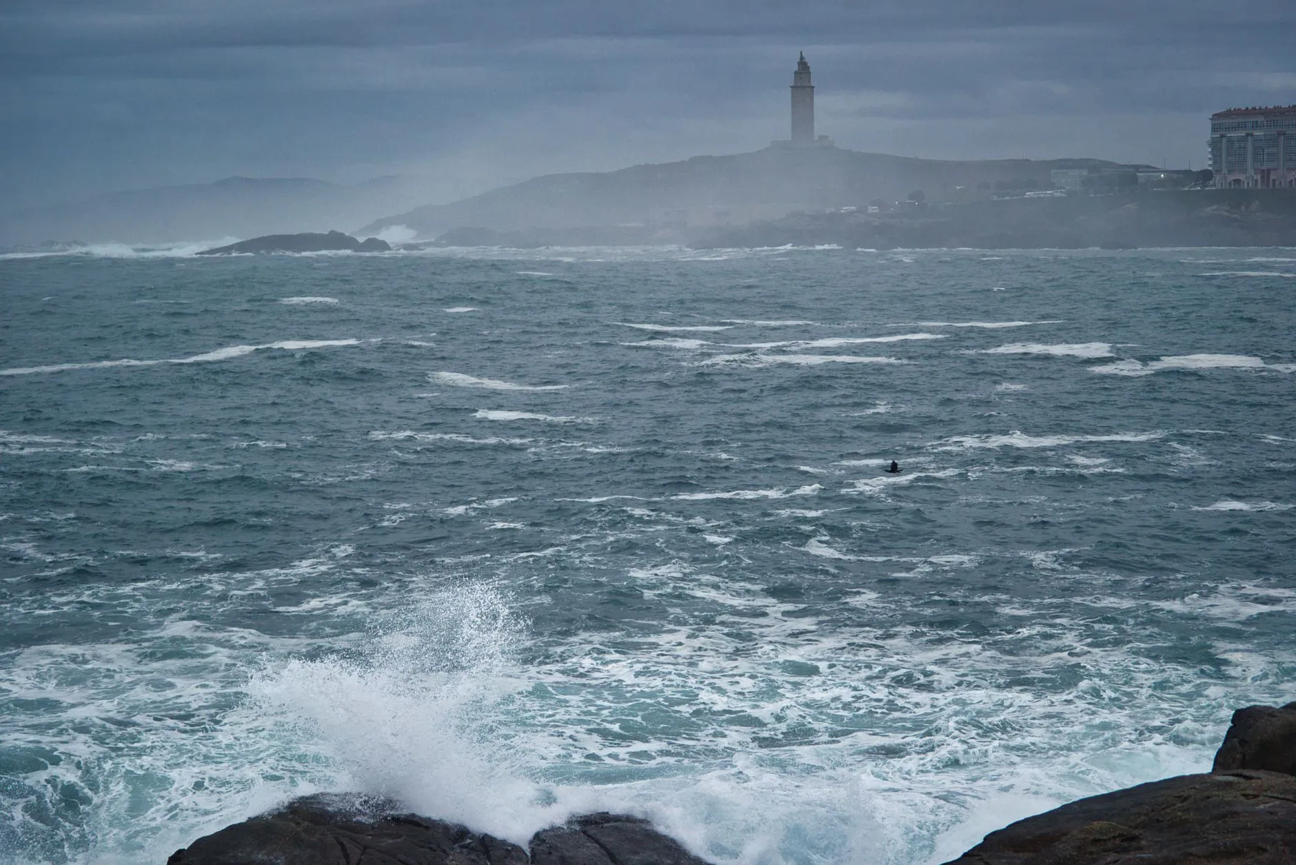 Storm swell below the Tower of Hercules, A Coruña