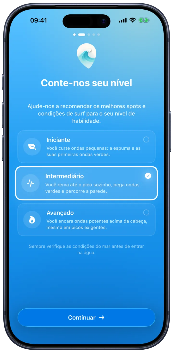 A escolha do teu nível de surf no SurfMap, das primeiras ondas a expert