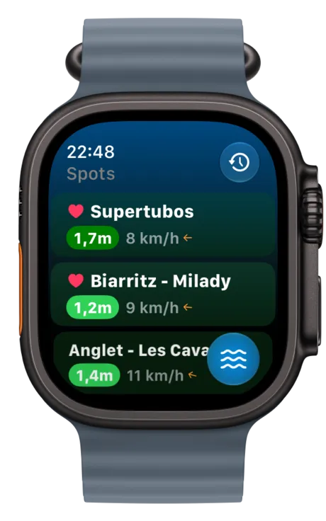 Apple Watch a mostrar os teus spots de surf com as condições atuais