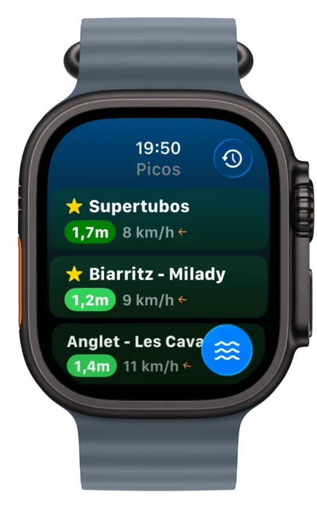 Apple Watch a mostrar os teus spots de surf com as condições atuais