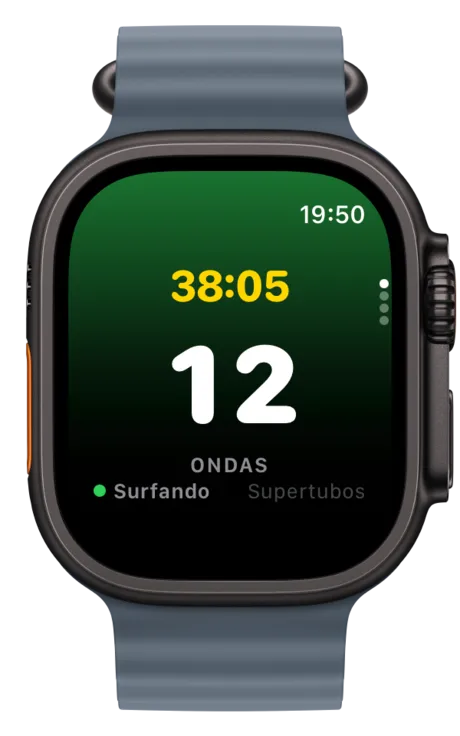 Apple Watch a contar ondas durante uma sessão de surf