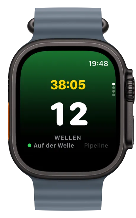 Apple Watch zählt Wellen während einer Surfsession