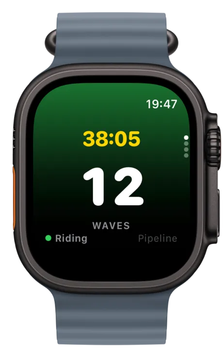 Apple Watch counting waves during a surf session