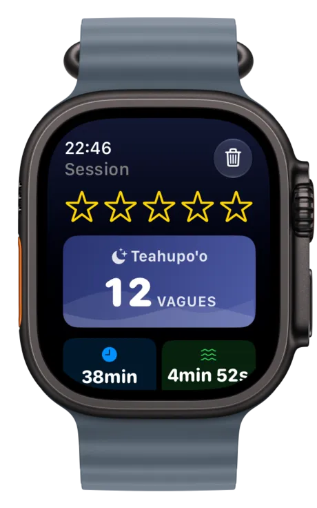 Apple Watch affichant le résumé de session synchronisé sur l'iPhone