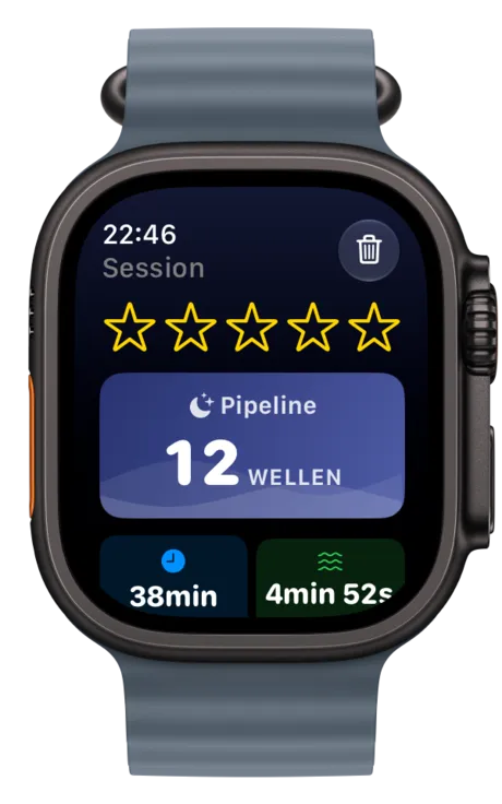 Apple Watch mit Session-Zusammenfassung, synchronisiert mit dem iPhone