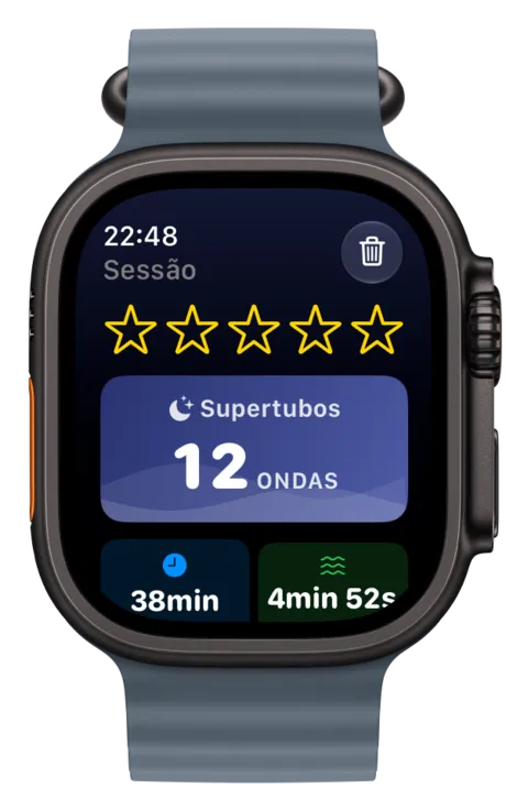 Apple Watch com o resumo da sessão sincronizado com o iPhone