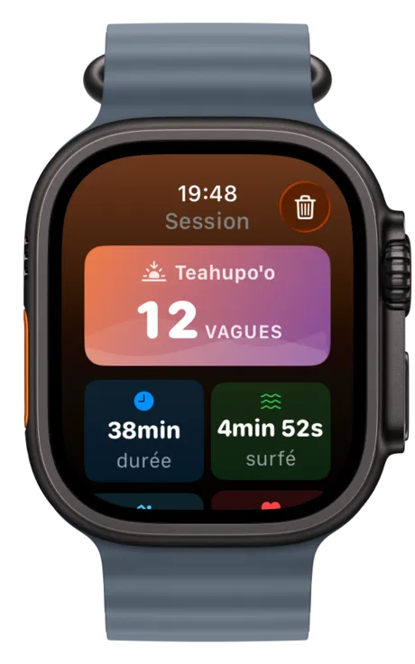 Apple Watch affichant le résumé de session synchronisé sur l'iPhone