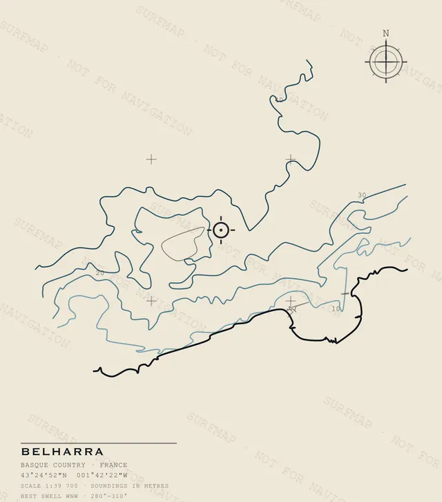 Belharra Open Chart back print in Ivory, watermarked chart view