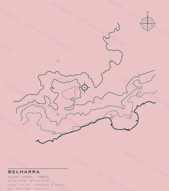 Belharra Open Chart back print in Blossom, watermarked chart view