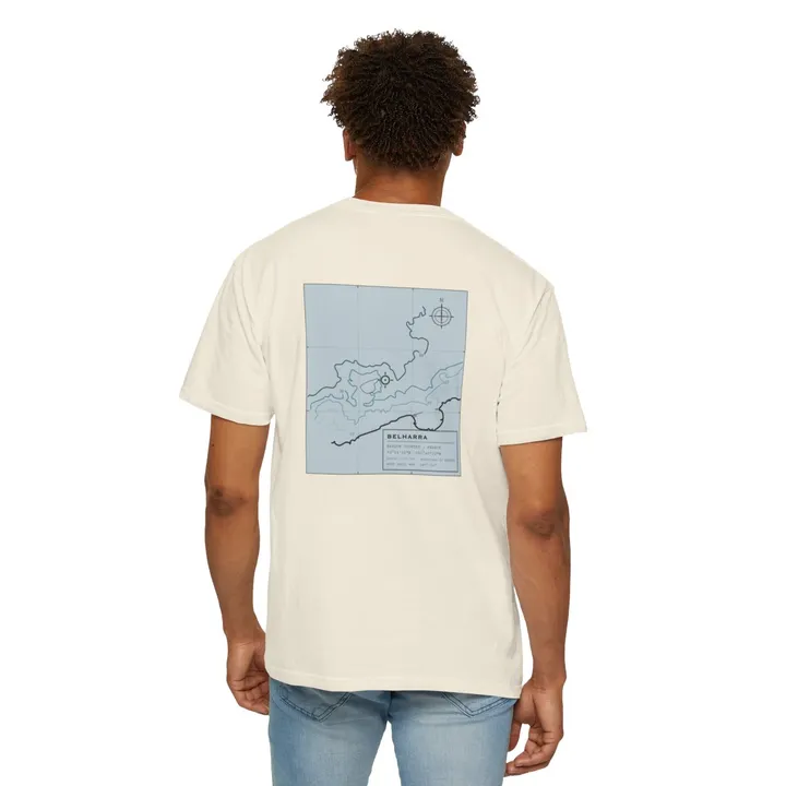 Belharra Working Chart tee in Ivory, worn