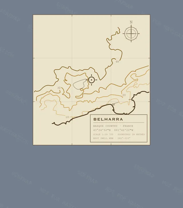 Belharra Working Chart back print in Blue Jean, watermarked chart view