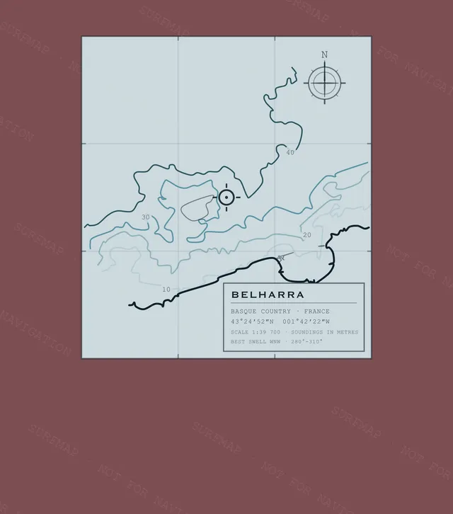 Belharra Working Chart back print in Brick, watermarked chart view