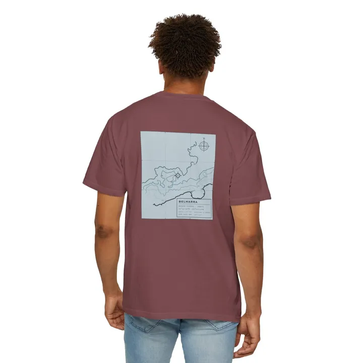 Belharra Working Chart tee in Brick, worn