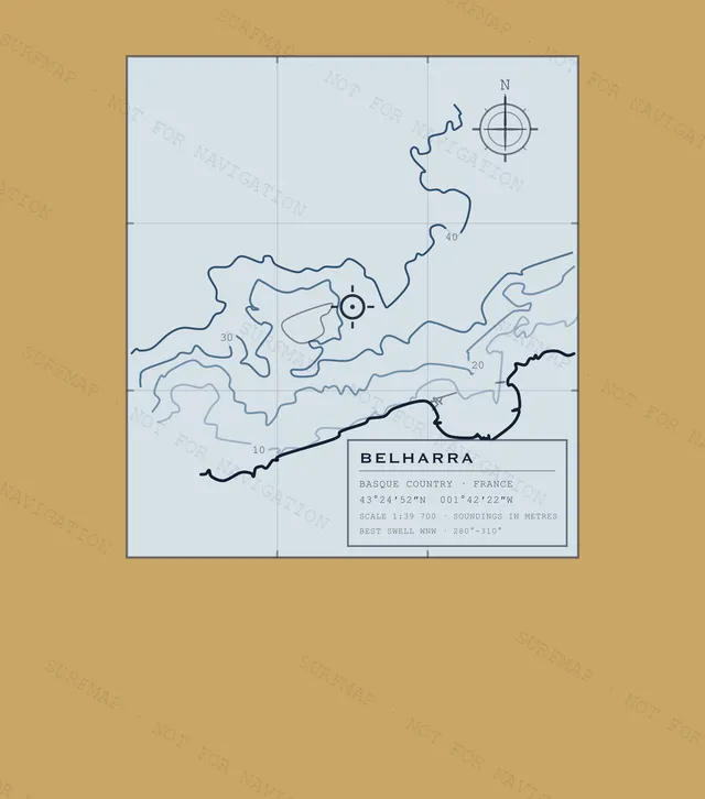 Belharra Working Chart back print in Mustard, watermarked chart view