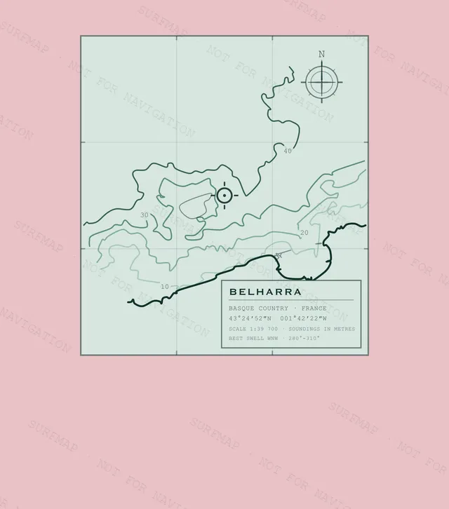 Belharra Working Chart back print in Blossom, watermarked chart view