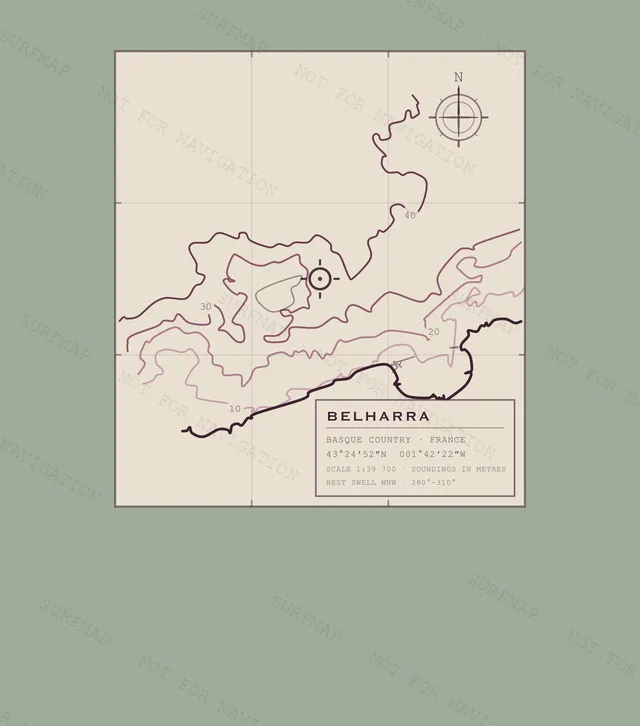 Belharra Working Chart back print in Bay, watermarked chart view