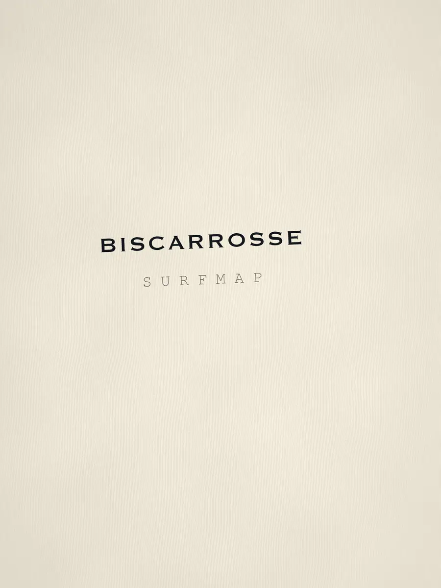 Close-up of the Biscarrosse name printed over the heart
