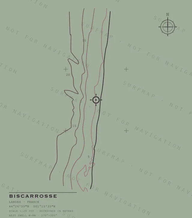 Biscarrosse chart, the full artwork printed on the back