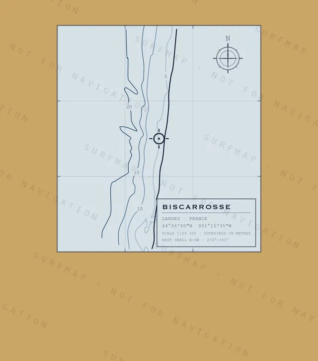 Biscarrosse chart, the full artwork printed on the back