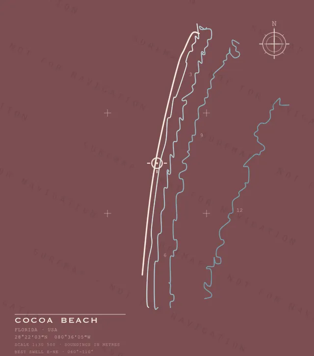 Cocoa Beach chart, the full artwork printed on the back