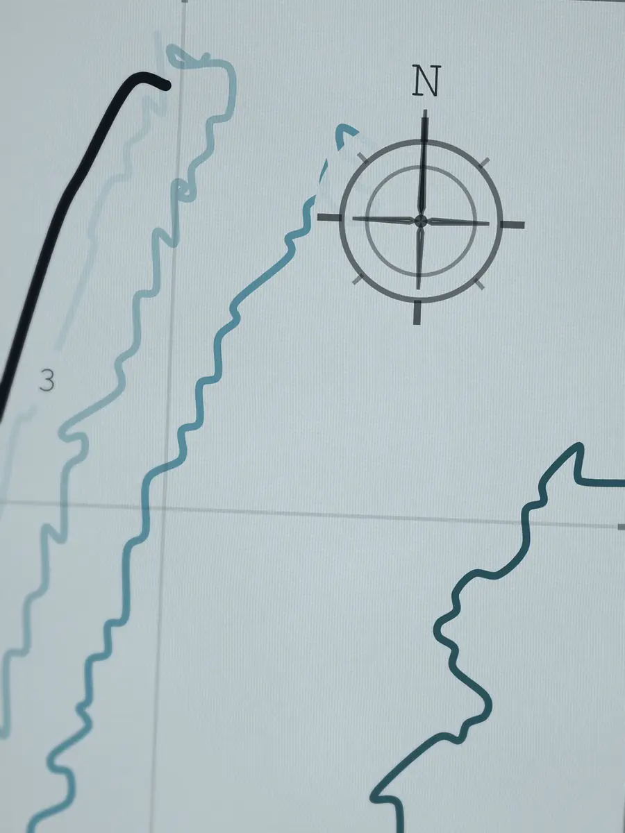Close-up of the Cocoa Beach compass rose, printed into the cotton