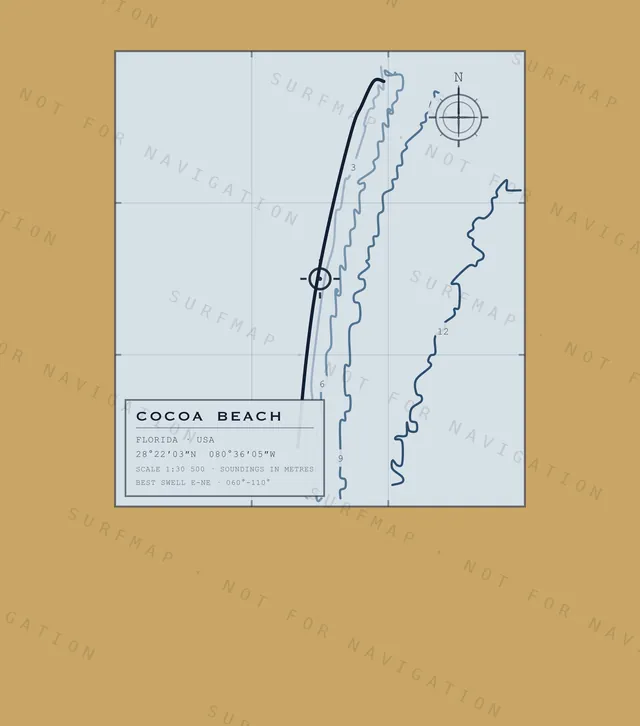 Cocoa Beach chart, the full artwork printed on the back