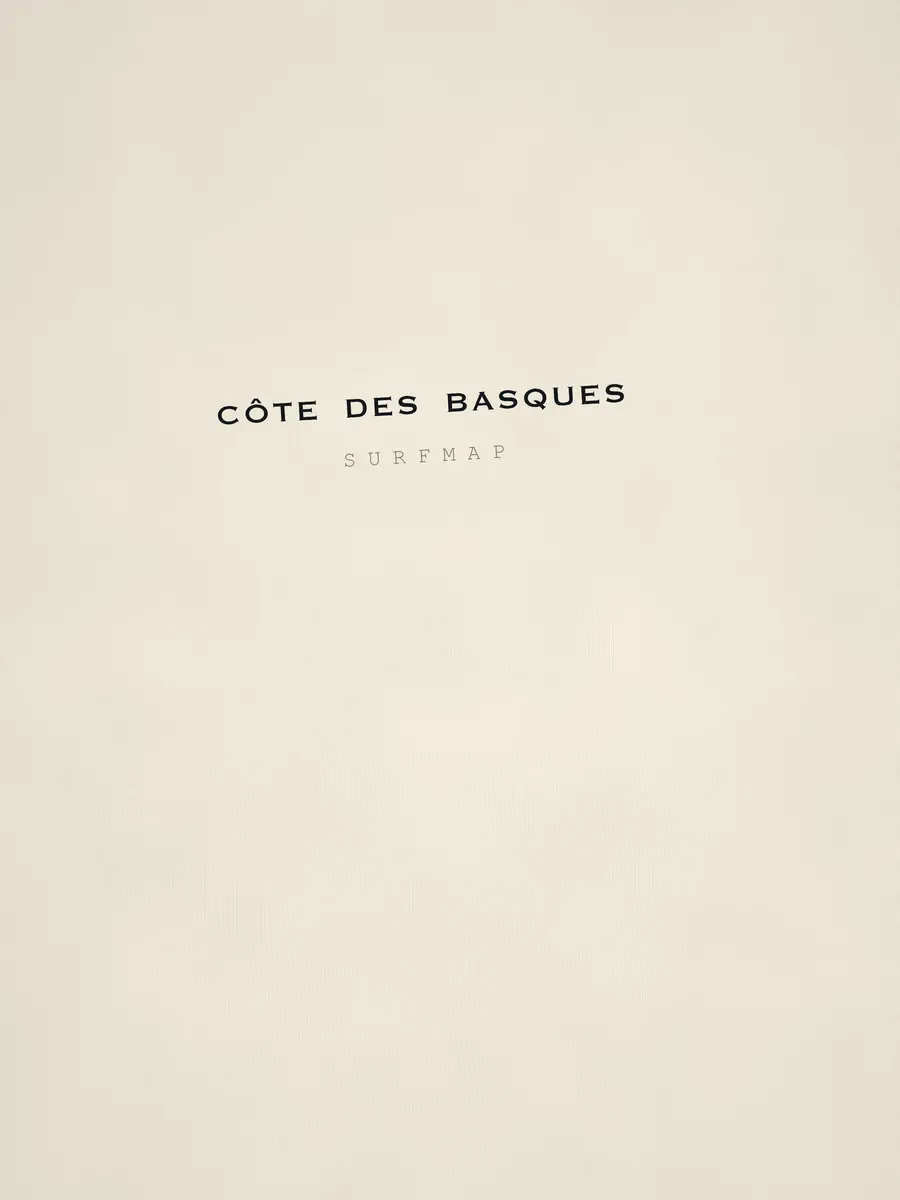Close-up of the Côte des Basques name printed over the heart
