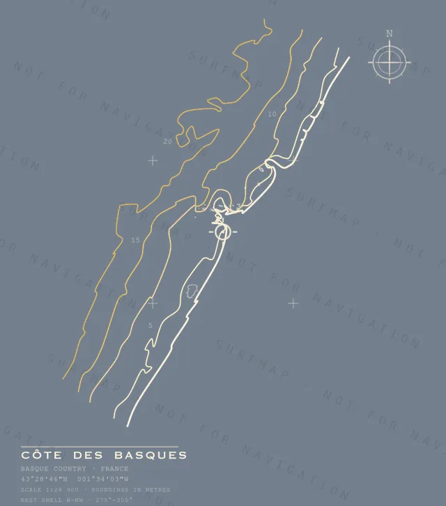 Carte de Côte des Basques, l’illustration complète imprimée dans le dos
