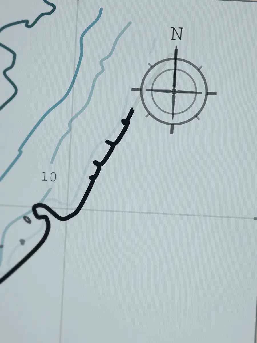 Close-up of the Côte des Basques compass rose, printed into the cotton