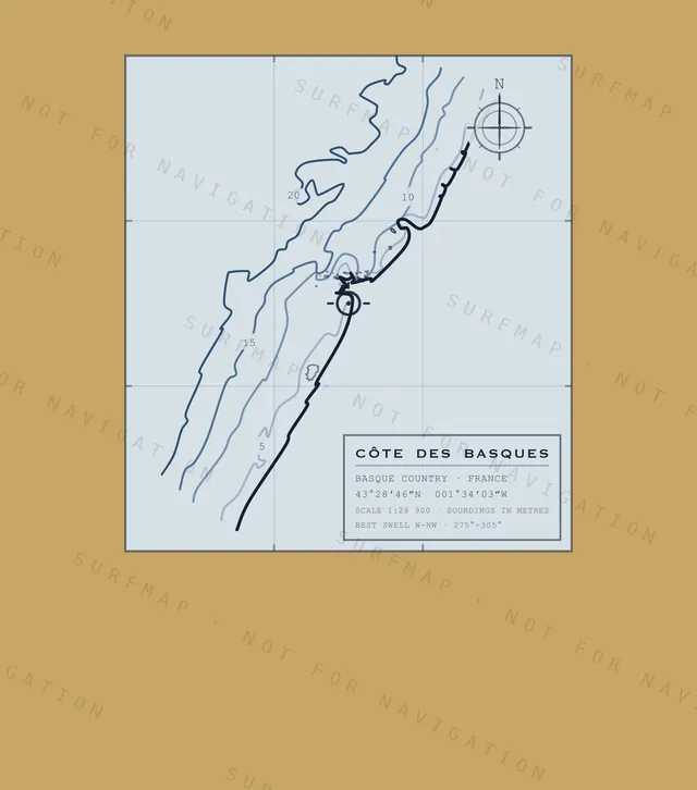 Côte des Basques chart, the full artwork printed on the back