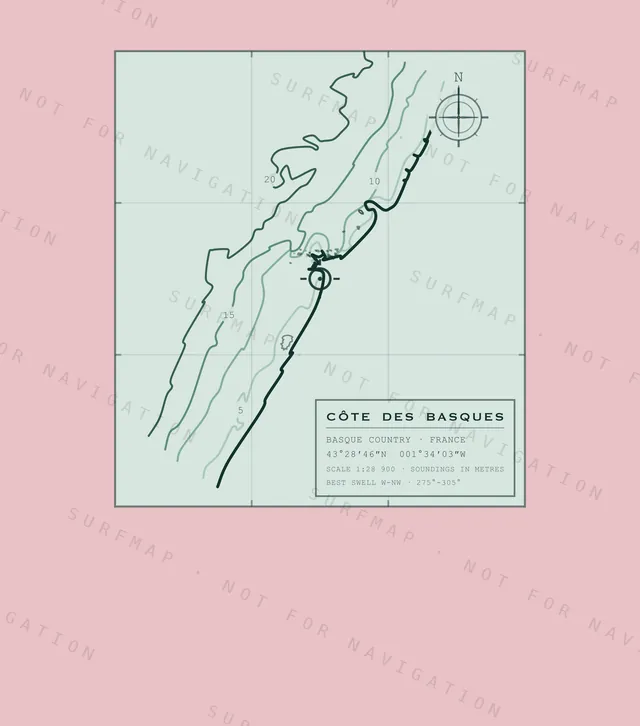 Carta di Côte des Basques, l’illustrazione completa stampata sulla schiena