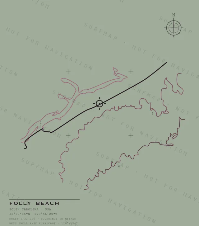 Folly Beach chart, the full artwork printed on the back