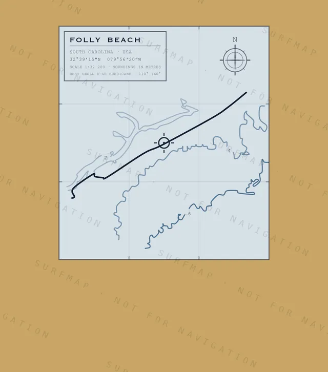 Folly Beach chart, the full artwork printed on the back