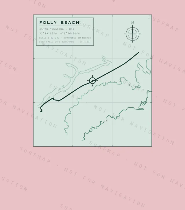 Folly Beach chart, the full artwork printed on the back