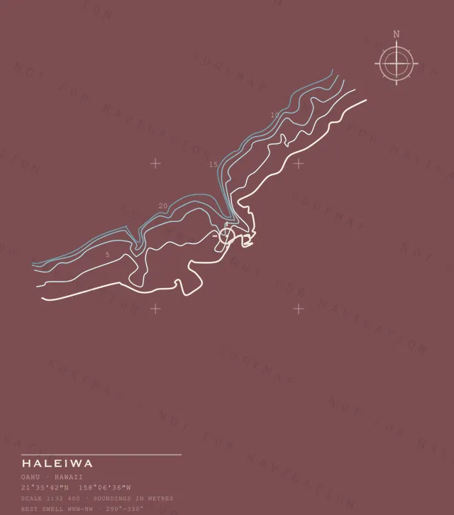 背中にプリントされるHaleiwaの海図の全体