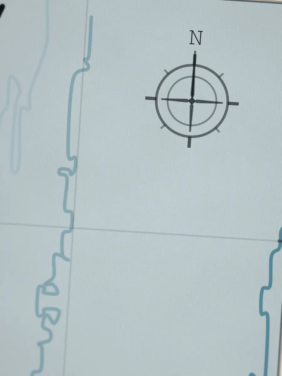 Close-up of the Cape Hatteras compass rose, printed into the cotton
