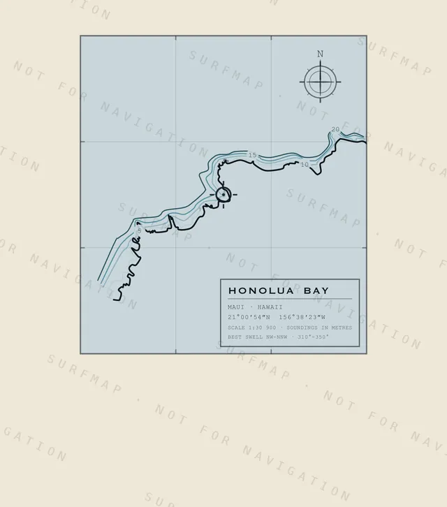 Honolua Bay chart, the full artwork printed on the back