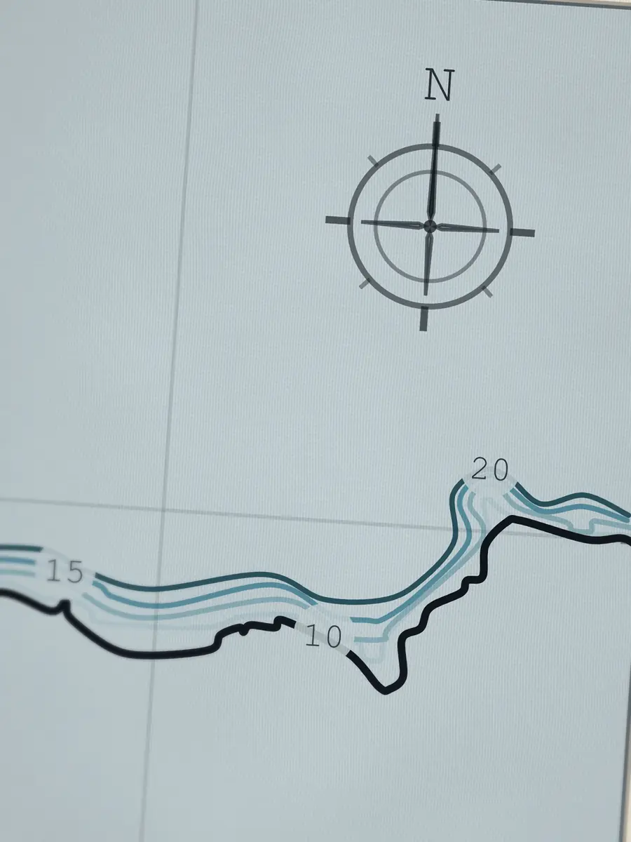 Close-up of the Honolua Bay compass rose, printed into the cotton