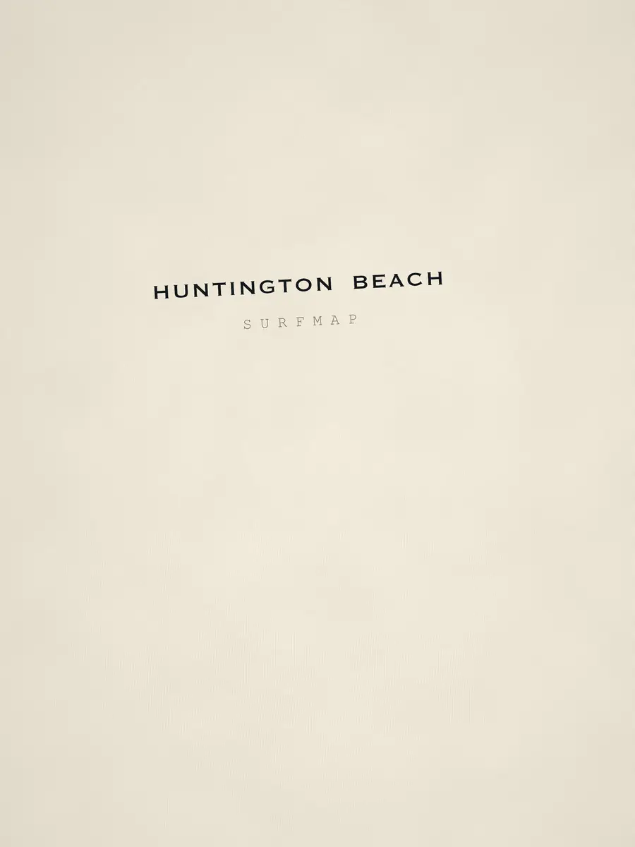 Close-up of the Huntington Beach name printed over the heart