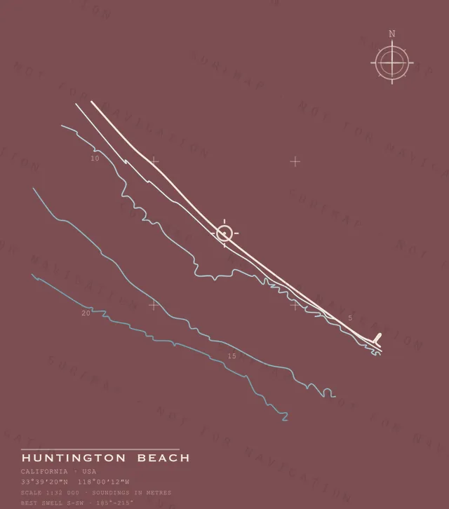 Huntington Beach chart, the full artwork printed on the back