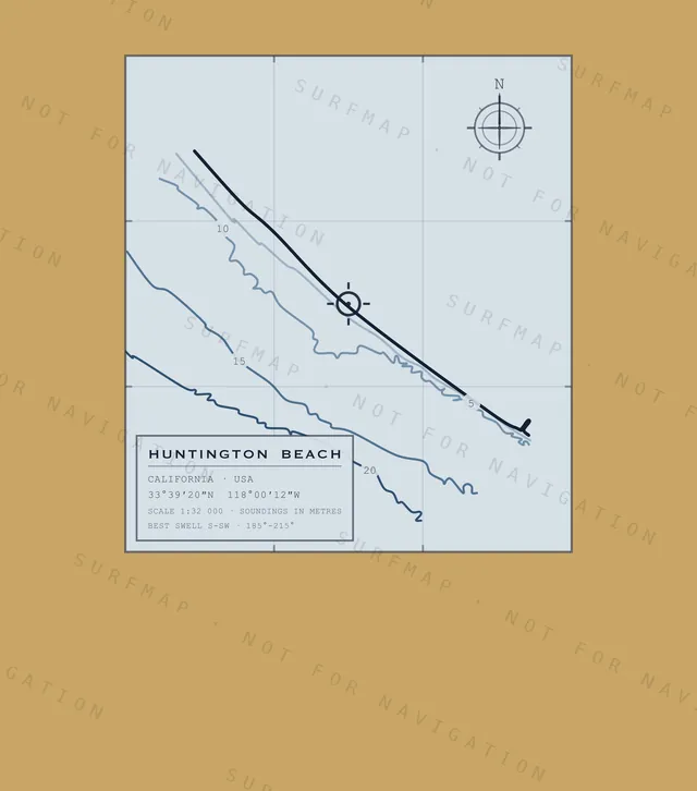 Huntington Beach chart, the full artwork printed on the back