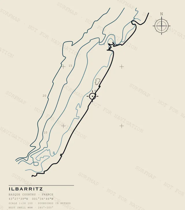 Ilbarritz Open Chart back print in Ivory, watermarked chart view