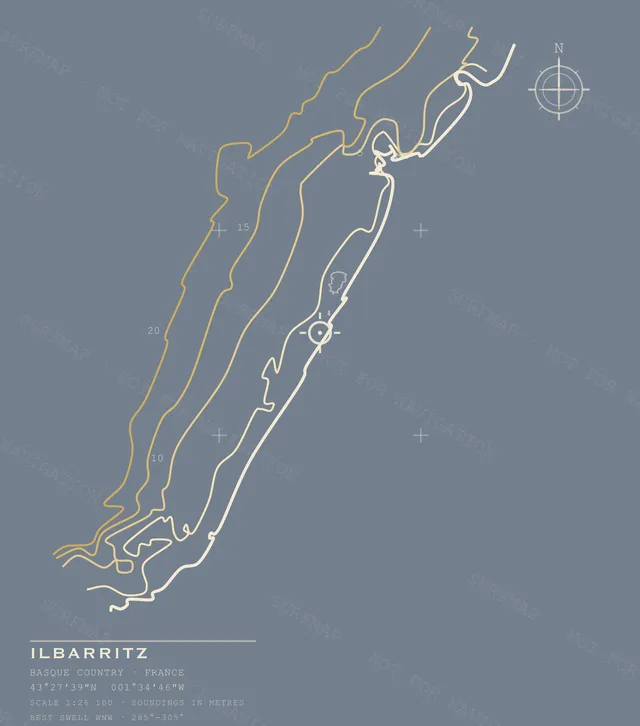 Ilbarritz Open Chart back print in Blue Jean, watermarked chart view