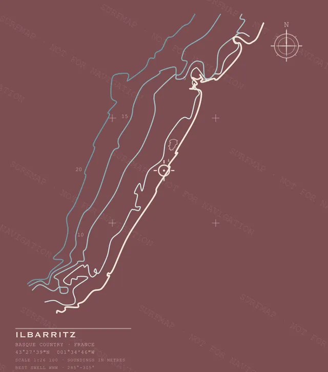 Ilbarritz Open Chart back print in Brick, watermarked chart view