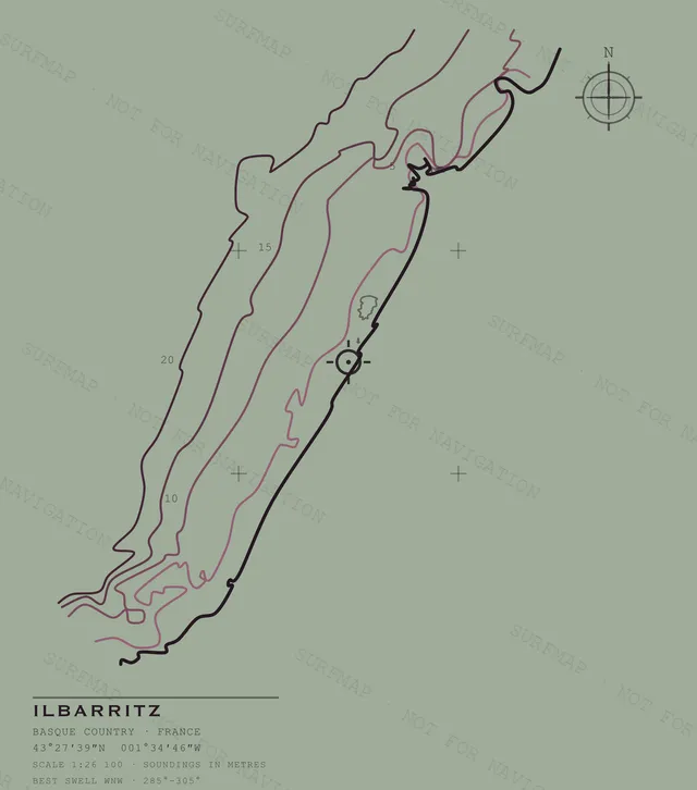Ilbarritz Open Chart back print in Bay, watermarked chart view