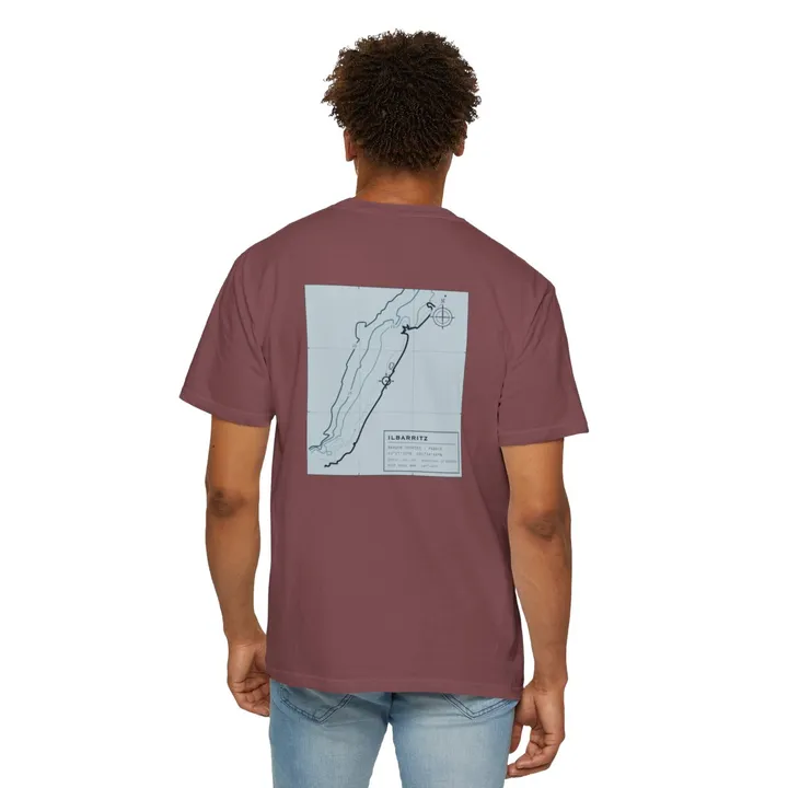 Ilbarritz Working Chart tee in Brick, worn