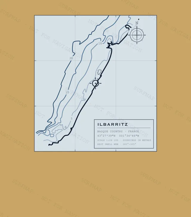 Ilbarritz Working Chart back print in Mustard, watermarked chart view