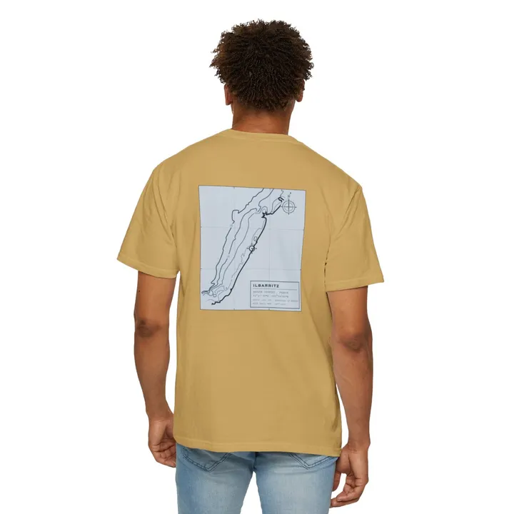 Ilbarritz Working Chart tee in Mustard, worn
