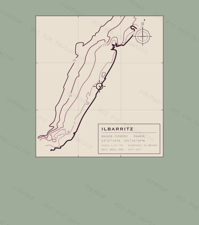 Ilbarritz Working Chart back print in Bay, watermarked chart view